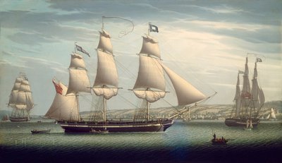 Het Schip "Favorite" Manouvreert bij Greenock door Robert Salmon