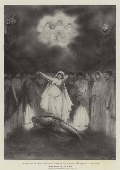 Diarmid, de Nieuwe Opera van de Markies van Lorne en Mr Hamish MacCunn, in Covent Garden Theatre door Robert Sauber