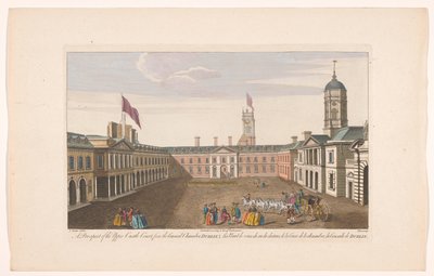 Gezicht op de Upper Castle Yard van Dublin Castle door Robert Sayer (possibly)