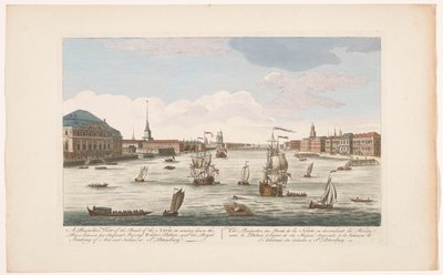 Gezicht op de rivier de Neva te Sint-Petersburg, gezien met de stroom mee door Robert Sayer (possibly)