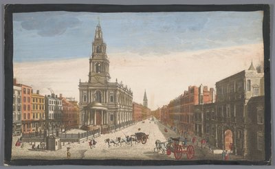 Gezicht op Somerset House en de kerk Saint Mary-le-Strand te Londen door Robert Sayer