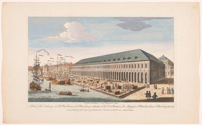 Gezicht op de Beurs en de goederenopslag te Sint-Petersburg door Robert Sayer