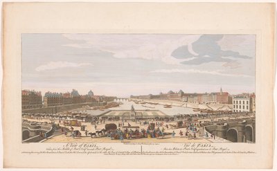 Gezicht op de Pont Neuf over de rivier de Seine te Parijs, gezien richting de Pont Royal door Robert Sayer
