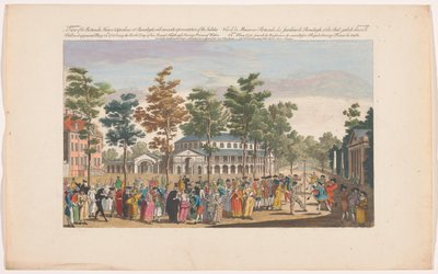 Gezicht op de Rotunda in Ranelagh Gardens te Londen met een gemaskerd bal ter gelegenheid van de verjaardag van de prins van Wales op 24 mei 1751 door Robert Sayer