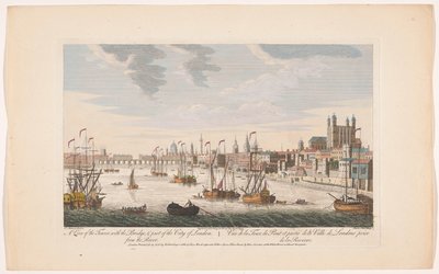 Gezicht op de stad Londen gezien vanaf de rivier de Theems door Robert Sayer