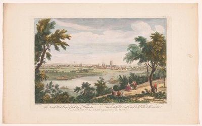 Gezicht op de stad Worcester door Robert Sayer