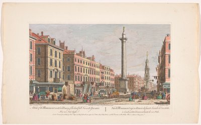 Gezicht op het Monument to the Great Fire of London door Robert Sayer