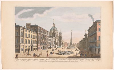 Gezicht op het Palazzo Pamphili en het Piazza Navona te Rome door Robert Sayer