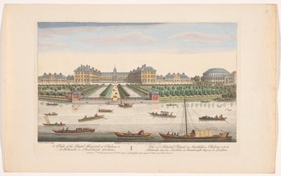 Gezicht op het Royal Hospital Chelsea en de Rotunda in Ranelagh Gardens te Londen door Robert Sayer