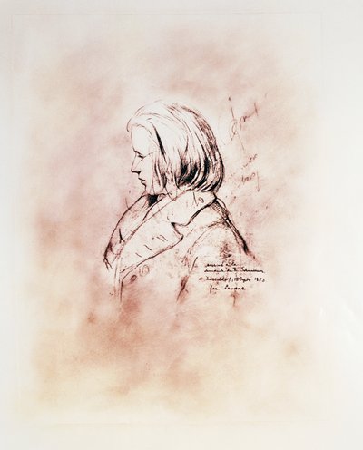 Portret van de Duitse componist Johannes Brahms door Robert Schumann