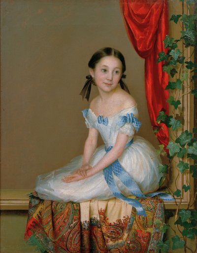 Meisje met een kasjmier sjaal (Portret van Prinses Abamelek-Lazareva) door Robert Schwede