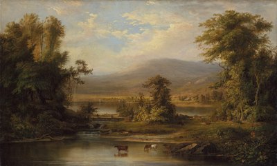 Landschap met Koeien die in een Stroom Drinken door Robert Seldon Duncanson