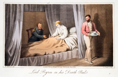 Lord Byron op zijn sterfbed, pub. 1825 door Robert Seymour