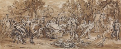 Figurenstudie van een Bacchanaal Viering in een Bebost Landschap door Robert Smirke
