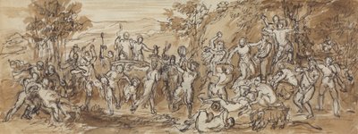 Figurenstudie van een Bacchanalia-viering in een boslandschap door Robert Smirke