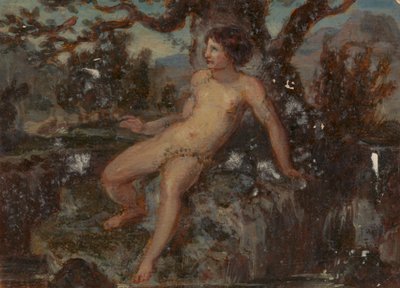 Figurenstudie van een Naakte Vrouw in een Boslandschap door Robert Smirke