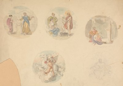 Vijf Vignetten van Scènes uit de Oudheid door Robert Smirke