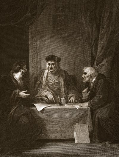 Henry VII met Empson en Dudley, gegraveerd door Worthington, illustratie uit David Hume