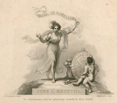 Uitnodiging voor een bal in Ranelagh Gardens, Millbank, Londen, 1 juni 1803 door Robert Smirke