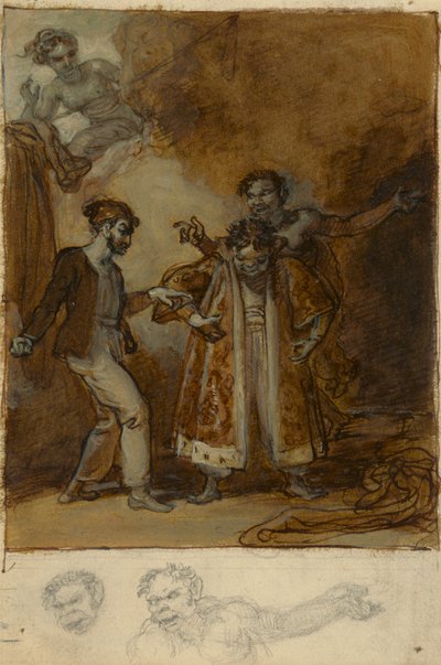 Stephano, Trinculo en Caliban met Prospero
