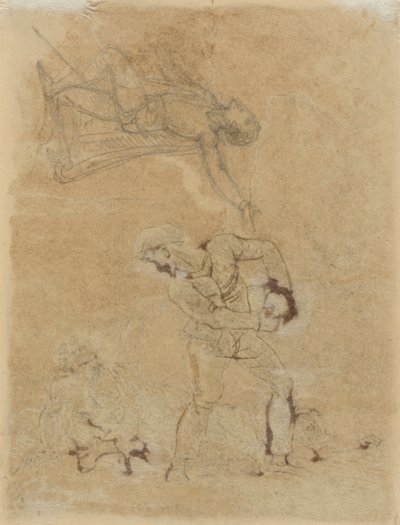 Stephano en Trinculo met Caliban door Robert Smirke