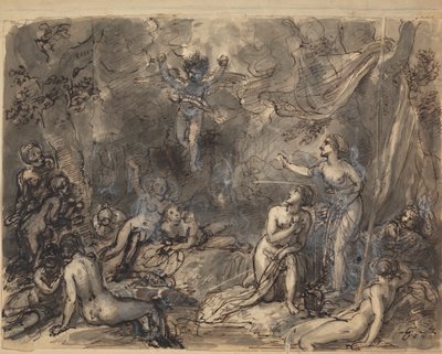 Studie van naakte figuren in een bosrijk gebied door Robert Smirke