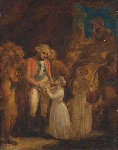 De twee zonen van Tipu Sahib, sultan van Mysore, overgedragen als gijzelaars aan generaal Cornwallis door Robert Smirke