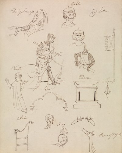 Figurenstudies voor middeleeuws adellijk leven door Robert Smirke