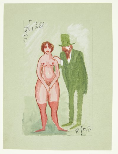 Roze dame en groene man door Robert Storm Petersen