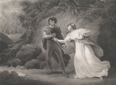 Pisanio en Imogen Shakespeare, Cymbeline, Act 3, Scene 4..., voor het eerst gepubliceerd 1801, heruitgegeven 1852 door Robert Thew