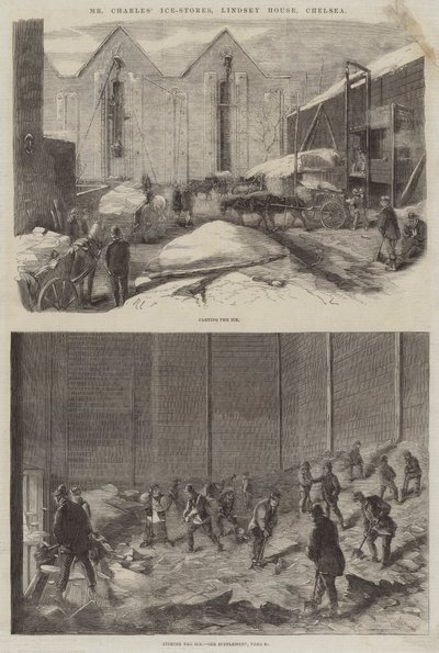 De ijsopslag van meneer Charles, Lindsey House, Chelsea door Robert Thomas Landells