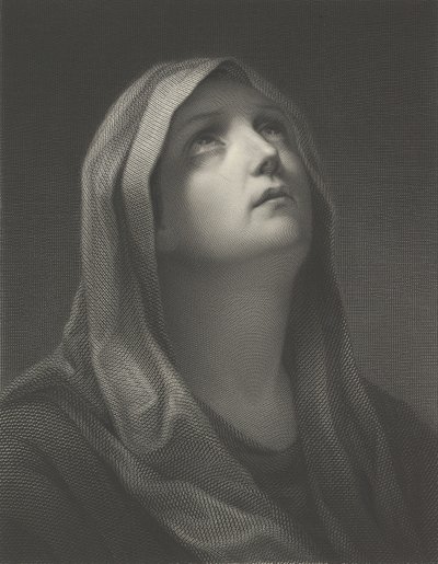 Hoofd van de Maagd die naar rechts kijkt, naar Reni, 1869 door Robert Trossin