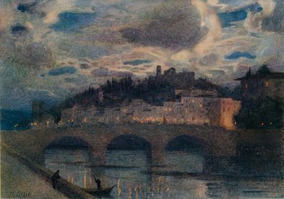 Maanlicht op de Arno, Florence, ca. 1907 door Robert W Little