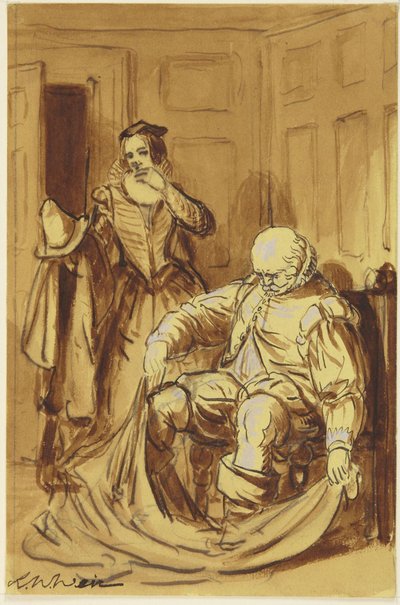 Falstaff und Frau Ford (Szene aus Die lustigen Weiber von Windsor, 4.2) door Robert Walter Weir