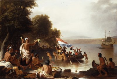 Landing van Henry Hudson, 1608 bij Verplanck Point, nabij Peekskill, New York door Robert Walter Weir