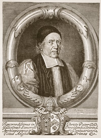 William Sancroft, aartsbisschop van Canterbury, illustratie uit 