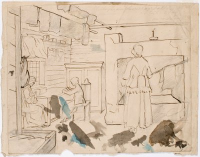 Drie vrouwen in interieurontwerp door Robert Wilhelm Ekman