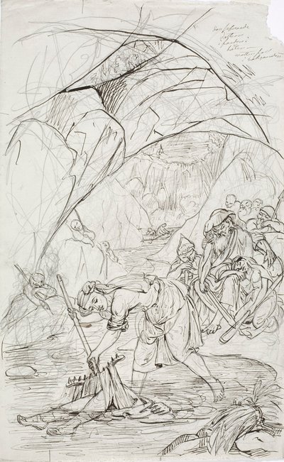 Moeder van de lemming in Tuonela, schets voor een tekenfilmserie met Kalevala-thema door Robert Wilhelm Ekman