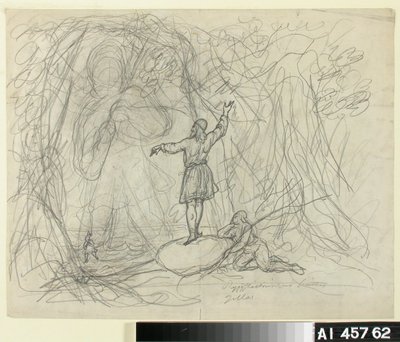 Man van de zee, schets voor een tekenfilmserie met Kalevala-thema door Robert Wilhelm Ekman