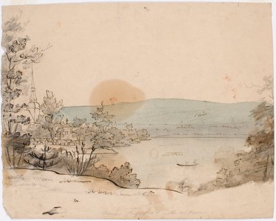 Mora kerk en rivier door Robert Wilhelm Ekman