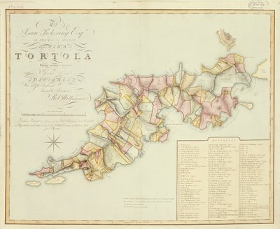 Plattegrond van Tortola van onderzoek door George King door Robert Wilkinson