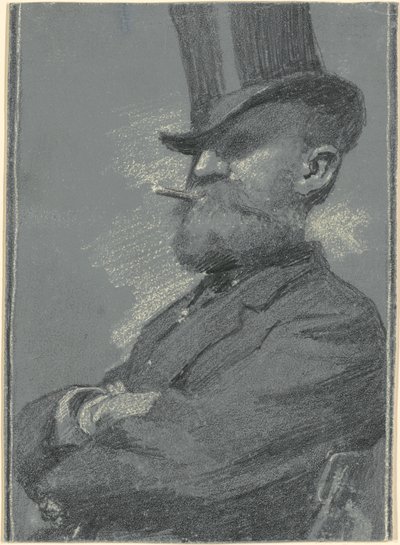 Man met Hoge Hoed, Rookt een Sigaar door Robert William Vonnoh