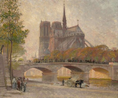 Notre Dame de Paris, ca.1890 (olieverf op doek) door Robert William Vonnoh