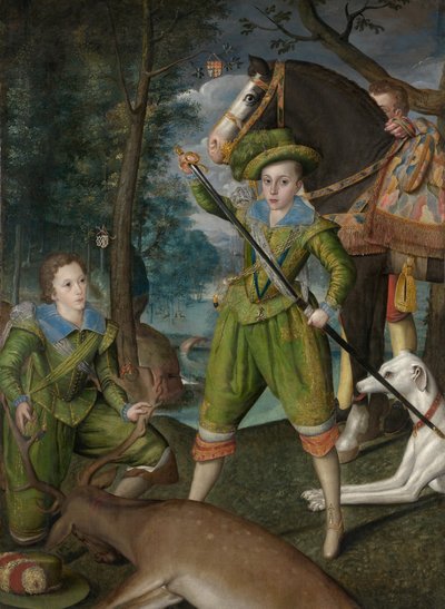 Henry Frederick, Prins van Wales, met Sir John Harington in het jachtveld door Robert the Elder Peake