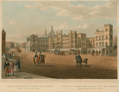 Uitzicht op de Houses of Lords en Commons vanaf Old Palace Yard door Robert the Elder and Younger Havell