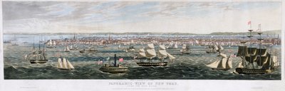 Panoramisch uitzicht op New York, vanaf de East River, uitgegeven 1844 door Robert the Younger Havell