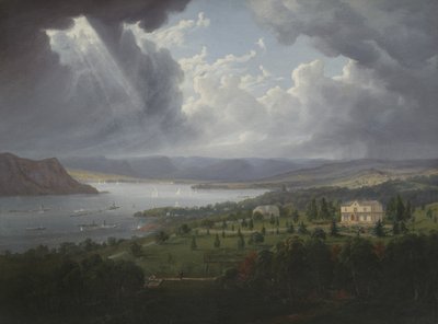 Uitzicht op de Hudson River vanaf Tarrytown Heights door Robert the Younger Havell