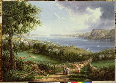 Uitzicht op de Hudson River nabij Sing Sing, New York, ca. 1850 door Robert the Younger Havell