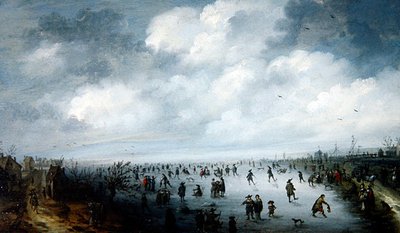 Een Winters Tafereel door Robert van den Hoecke