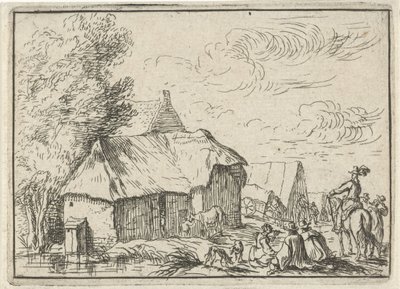 Kampement bij een dorp door Robert van den Hoecke